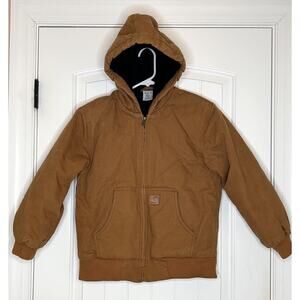 Carhartt Quilt Lined Hooded Washed Duck Active Jacket Boys Size‎ Medium (10-12)